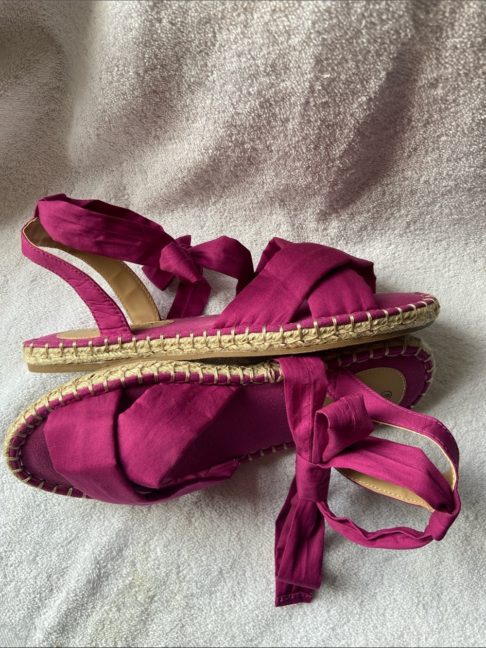 Serra Women’s Fuchsia Ankle-Tie Espadrille Jute Sole Sandals Size 8 - Picture 3 of 10